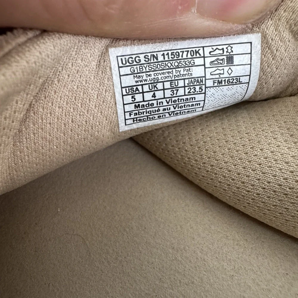 Big Kids Ugg Goldenstar Beige Suede Slingback Platform Slide Clogs Size‎ 5 Y GUC